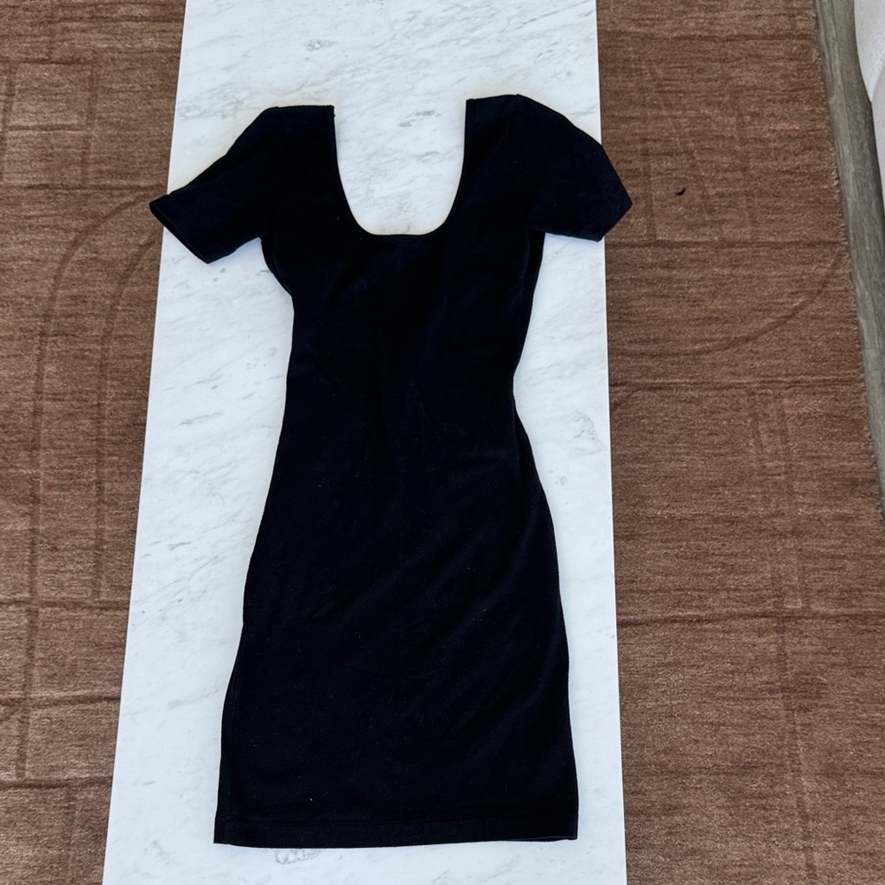 American Apparel Black Double U Scoop Neck Mini Dress